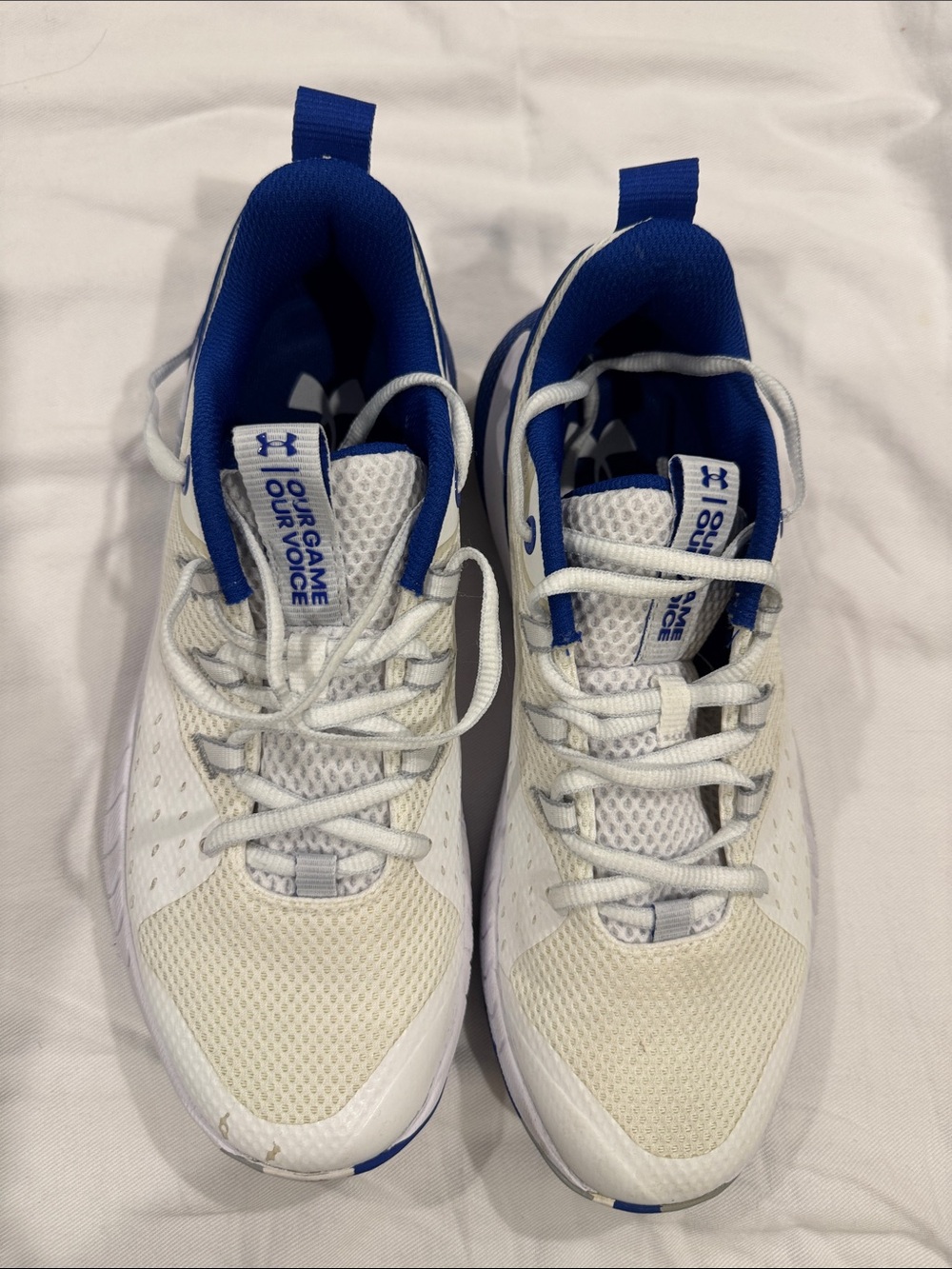 Under Armour White and Blue Training Shoes